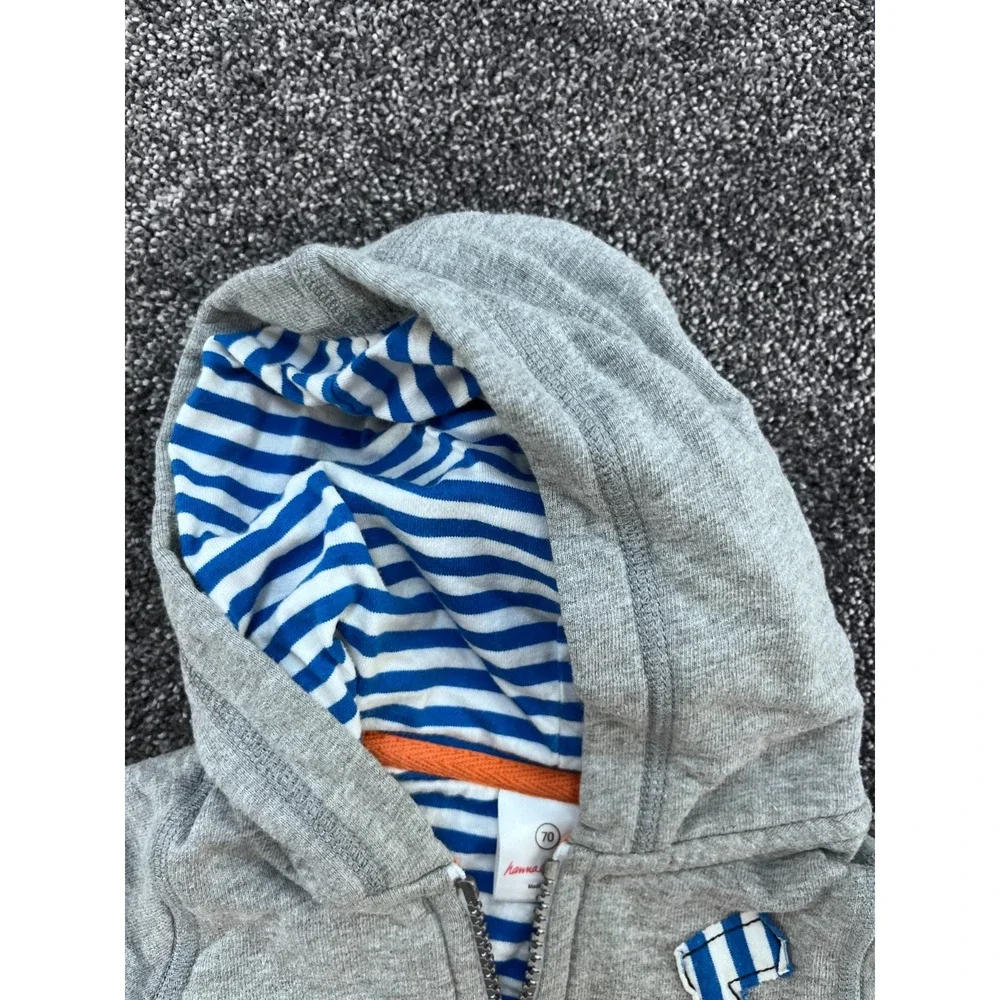 Hanna Andersson Gray French Terry‎ Hoodie Sweatshirt  Size 70 US 6-12 months
